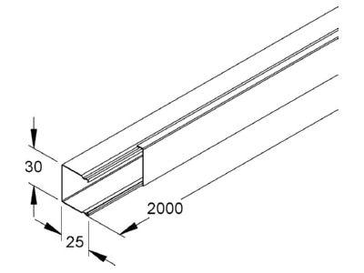 Dimensional drawing Niedax LLK 26 030 Wireway 26x30mm