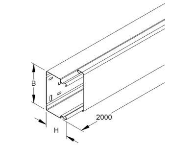 Dimensional drawing Niedax LLK 60 100 R Wireway 60x100mm RAL9010