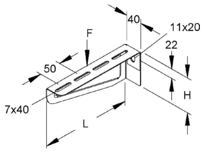 Dimensional drawing Niedax KTAM 100 Bracket for cable support system 110mm