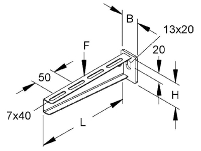 Mazeichnung 1 Niedax KTA 200 E3 Wandausleger