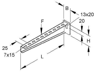 Mazeichnung Niedax KTA 100 E3 Wandausleger