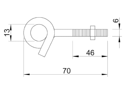 Mazeichnung 3 OBO 948 TG6 Deckenhaken M6x70