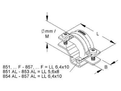Mazeichnung Niedax 851 Rohrabstandsschelle