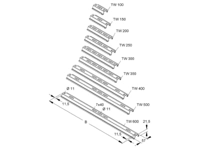 Dimensional drawing Niedax TW 200 Profile