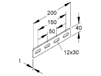 Dimensional drawing Niedax VB 50 Flat coupler for U profile