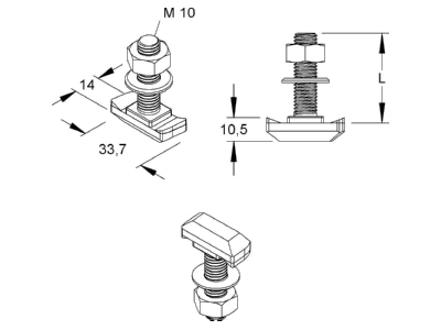 Mazeichnung Niedax HK 510 40 Hakenkopfschraube