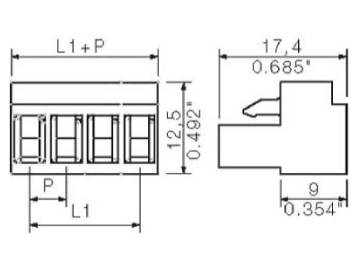 Circuit diagram Weidmueller BL 5 08 6 SN OR Free connector for printed circuit