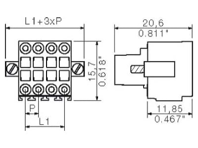 Circuit diagram Weidmueller B2L 3 5 20 F SN SW Connector for printed circuit 20 pole