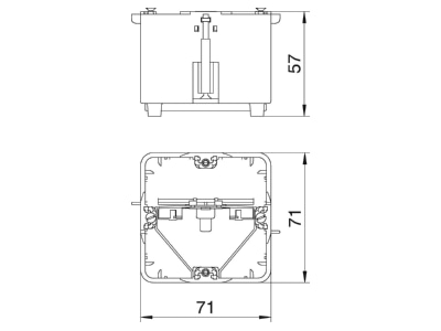 Dimensional drawing 1 OBO 7GDZ Device box for device mount wireway
