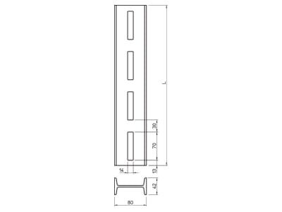 Mazeichnung 1 OBO IS 8 60 FT I Stiel 600mm