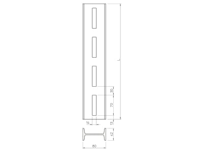 Mazeichnung 2 OBO IS 8 60 FT I Stiel 600mm