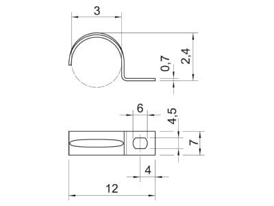 Mazeichnung 3 OBO 604 3 G Befestigungsschelle galv vz