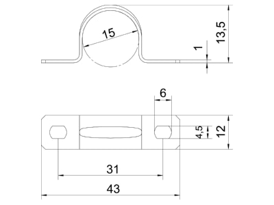 Dimensional drawing 1 OBO 605 15 G Mounting strap
