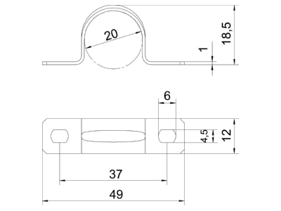 Mazeichnung 3 OBO 605 20 G Befestigungsschelle galv vz