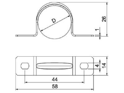 Mazeichnung 2 OBO 605 25 G Befestigungsschelle galv vz