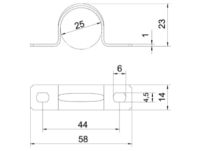 Mazeichnung 3 OBO 605 25 G Befestigungsschelle galv vz