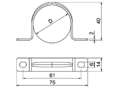 Mazeichnung 3 OBO 605 40 G Befestigungsschelle galv vz