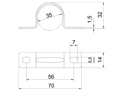 Dimensional drawing 3 OBO 605 35 G Mounting strap