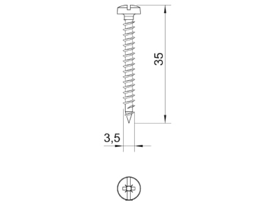 Dimensional drawing 3 OBO 4758 3 5x35 Chipboard screw 3 5x35mm