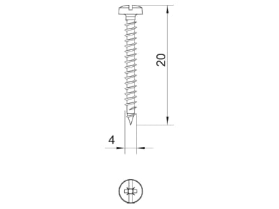 Mazeichnung 2 OBO 4758 4 0X20 Golden Sprintschraube