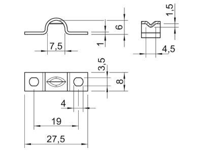 Mazeichnung 2 OBO 7904 6 G Zugentlastungsschelle