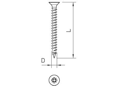 Dimensional drawing 1 OBO 4759 3 5x25 Chipboard screw 3 5x25mm
