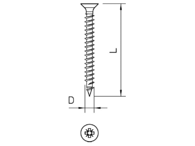 Dimensional drawing 2 OBO 4759 3 5x25 Chipboard screw 3 5x25mm
