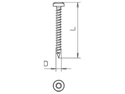 Dimensional drawing 1 OBO 4758T 4 0x30 Chipboard screw 4x30mm
