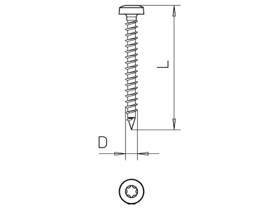 Dimensional drawing 2 OBO 4758T 4 0x30 Chipboard screw 4x30mm