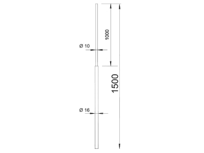 Dimensional drawing 2 OBO 101 VL1500 Interception rod tapered
