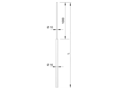 Mazeichnung 1 OBO 101 VL2000 Rohrfangstange 2 0m verjuengt