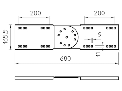Mazeichnung 2 OBO WRGV 160 FS Gelenkverbinder 160x680mm