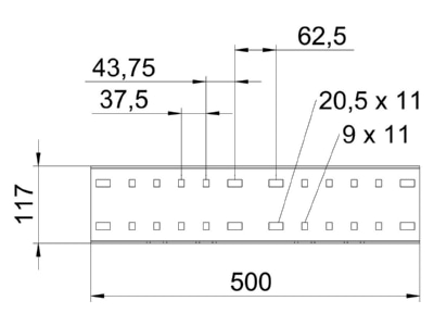 Mazeichnung 1 OBO WRVL 110 FS Laengsverbinder 110x500mm