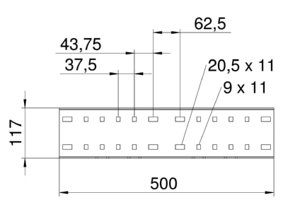 Mazeichnung 2 OBO WRVL 110 FS Laengsverbinder 110x500mm