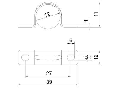 Dimensional drawing 3 OBO 605 12 G Mounting strap