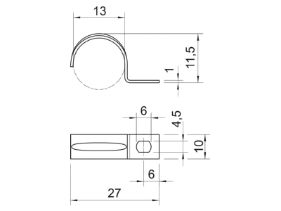 Dimensional drawing 1 OBO 604 13 G Mounting strap
