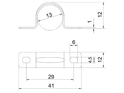 Dimensional drawing 3 OBO 605 13 G Mounting strap