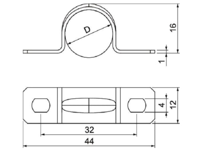 Dimensional drawing 3 OBO 605 16 G Mounting strap