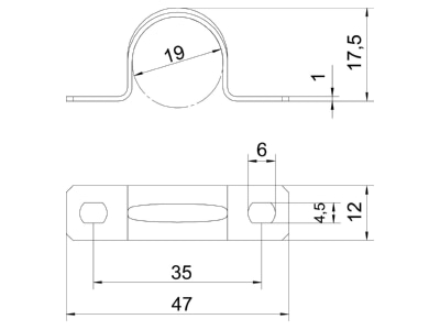 Dimensional drawing 2 OBO 605 19 G Mounting strap
