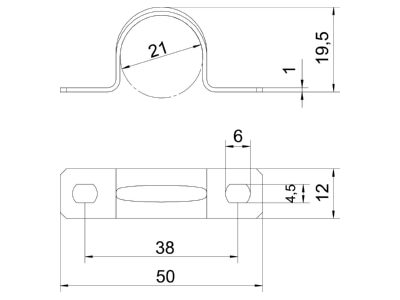 Dimensional drawing 1 OBO 605 21 G Mounting strap
