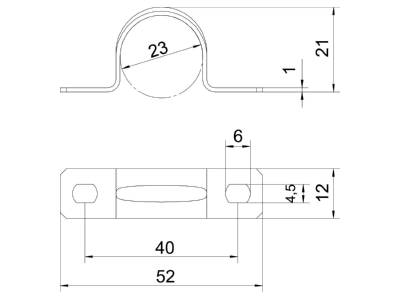 Dimensional drawing 3 OBO 605 23 G Mounting strap