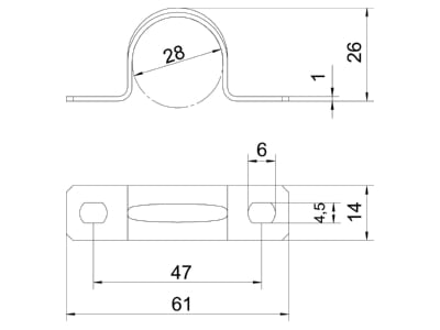 Dimensional drawing 2 OBO 605 28 G Mounting strap
