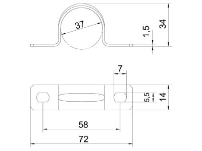 Dimensional drawing 3 OBO 605 37 G Mounting strap