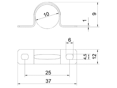 Dimensional drawing 3 OBO 605 10 G Mounting strap