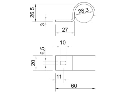 Mazeichnung 3 OBO 822 28 3 FT Stapa Schelle feuer vz