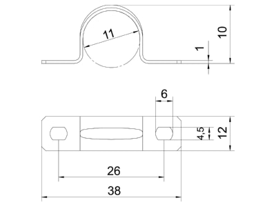 Dimensional drawing 1 OBO 605 11 G Mounting strap
