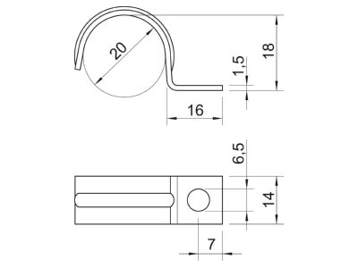 Dimensional drawing 2 OBO 1015 20 G Mounting strap 20mm
