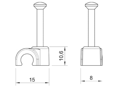 Mazeichnung 1 OBO 2008 25 LGR Iso Nagel Clip 8 0mm