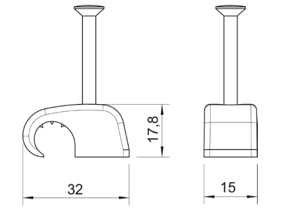 Mazeichnung 3 OBO 2028 40 LGR Haft Clip m Nagel