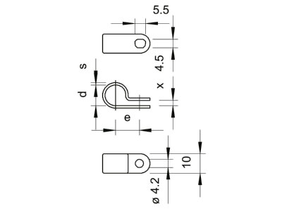 Dimensional drawing 1 OBO 255 6 5 LGR Mounting strap 6 5mm
